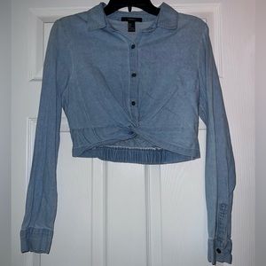 Forever 21 long sleeve button denim top.